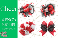 Cheerleader Clipart PNG with Glitter Pom and Color Splash Product Image 1