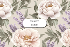 Vintage Peony and Lavender Seamless Floral Pattern Product Image 1