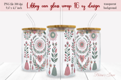 Boho Valentine pattern Libbey Can Glass Wrap 16oz design png Product Image 2