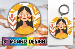 Graceful Woman Round Design with Floral PNG Product Image 1