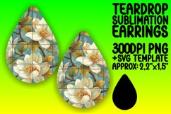 Summer Blossom Bash Sublimation Teardrop Earring Design PNG Product Image 1