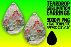 3D Floral Teardrop Earrings Sublimation for Teardrop Product Image 1