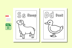 Alphabet Animals Coloring Book, Animal Coloring Pages Product Image 3