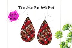 Winter Tear drop Earring,Christmas Earrings,Buffalo plaid Product Image 1