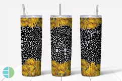 Skinny Tumbler Sublimation Design - Sunflower Leopard Print Product Image 6