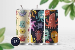 Cute baby monster Digital Paper | Spooky Bacteria Pattern Product Image 2