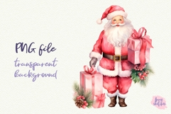 Pink Christmas Santa PNG | Coquette Christmas Clipart Product Image 1
