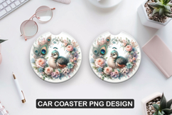 Cute Hen Car Coaster Sublimation| Animal Coaster PNG Product Image 1