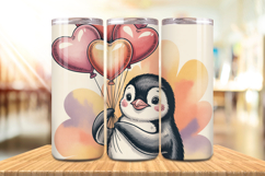 Valentine’s Day Cute Penguin Tumbler Wrap PNG Big Bundle Product Image 10