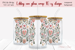 Boho Valentine pattern Libbey Can Glass Wrap 16oz design png Product Image 2