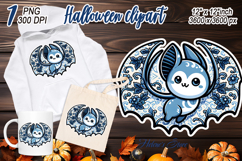 Funny Halloween bat clipart| Blue moon in night shirt design Product Image 1