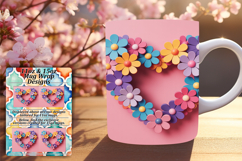 Playful 15oz Mug Wrap Png Artwork , Flowers Heart Product Image 1