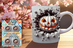 Bright 11oz Mug Wrap Png Design , 3D Pumpkin Product Image 1