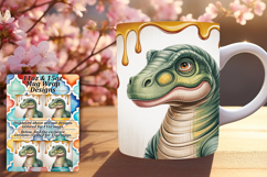 GLAMOROUS 15oz Mug Wrap PNG Design , Cute Dino Product Image 1
