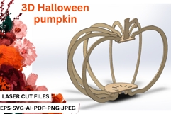 3D Halloween Pumpkin Laser Cut File Product Image 1
