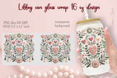 Boho Valentine pattern Libbey Can Glass Wrap 16oz design png Product Image 1