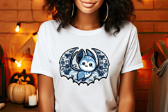 Funny Halloween bat clipart| Blue moon in night shirt design Product Image 2