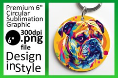 Lively Abstract Dog Round Design Keychain Product Image 1