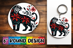 Whimsical Keychain Circle Sublimation, Flower Animals Product Image 1