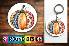 Enchanted Circle Keychain PNG, Pumpkin Watercolor Product Image 1