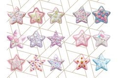 Cute Puffy Star Clipart PNG, 3D Glossy Pastel Stars Clip Art Product Image 2