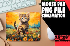 Cute Cat with Vibrant Flowers Mouse Pad PNG Product Image 1