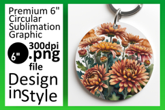 Chic Circle PNG Keychain Design , Flowers Product Image 1