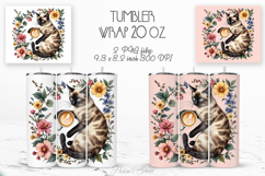 Cute cat and coffee cup straight tumbler 20oz wrap designs Product Image 1