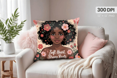 Afro Girl /Woman braided hair Pillow Design, Black Queen PNG Product Image 1