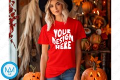 Red women Tshirt Mockup, Halloween tshirt mockup,fall mockup Product Image 1