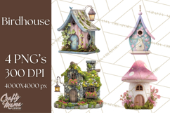 Cottagecore Birdhouse Clipart PNG, Whimsical Fairy Houses Product Image 1