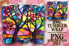 Stained Glass Tree Wrap 20oz Tumbler Sublimation Design Product Image 1