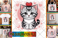 VIBRANT TSHIRT DESIGN PNG Sublimation, Valentines Cat Product Image 1