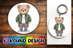 Joyful Round Coaster Sublimation, Teddy Bear Product Image 1