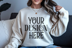Sand Gildan 18000 Crewneck Sweatshirt Mockups,G18000 Product Image 1