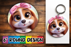 Blissful Car Coaster Round PNG, 3D Dog Product Image 1