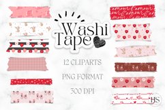12 Digital Valentine&#039;s Day Washi Tape, Heart Stickers Product Image 1