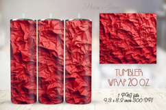 Texture of red crumpled paper straight tumbler 20oz wrap Product Image 1