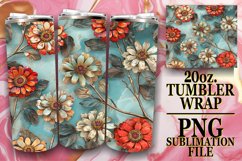 3D Flower Sparkle Tumbler Wrap - Glossy Summer Product Image 1