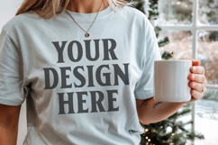 Christmas Comfort Colors 1717 Chambray T-Shirt Mockup Real M Product Image 1
