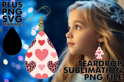 Bright TEARDROP Earrings Art PNG, Valentine's Pattern Product Image 1