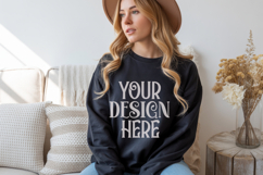 Black Gildan 18000 Sweatshirt Mockup,G18000 Crewneck Sweatsh Product Image 1