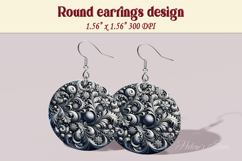 Vintage pattern earrings | Silver Round Earring sublimation Product Image 1
