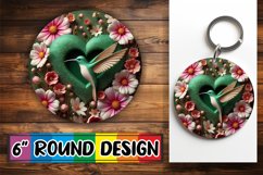 Heartfelt Circle Keychain Sublimation, 3D Heart Product Image 1