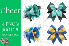 Cheerleader Clipart PNG with Glitter Pom and Color Splash Product Image 1