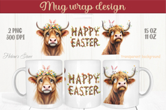 Easter highland cow with bunny mug wrap sublimation design Product Image 1