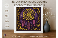 Ethnic Dreamcatcher Colored Shadow box SVG Papercut template Product Image 1