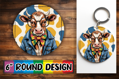 Unique Circle Keychain Magic, Cute Cow Product Image 1