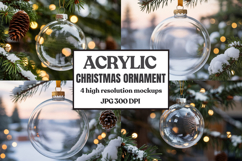 Acrylic Christmas Ornament Mockups , acrylic blank mockup Product Image 1