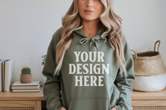 Forest Green Gildan 18500 Hoodie Sweatshirt Mockup, 185 mo Product Image 1